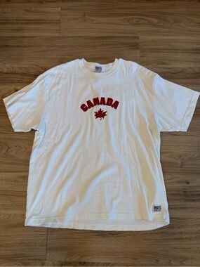 Roots White Short-Sleeve Tee with Red Canada Logo